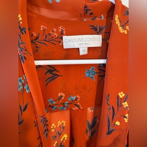 Caroline Constas New York Silk Floral Long Sleeve Blouse Womens Size Medium - Picture 4 of 8